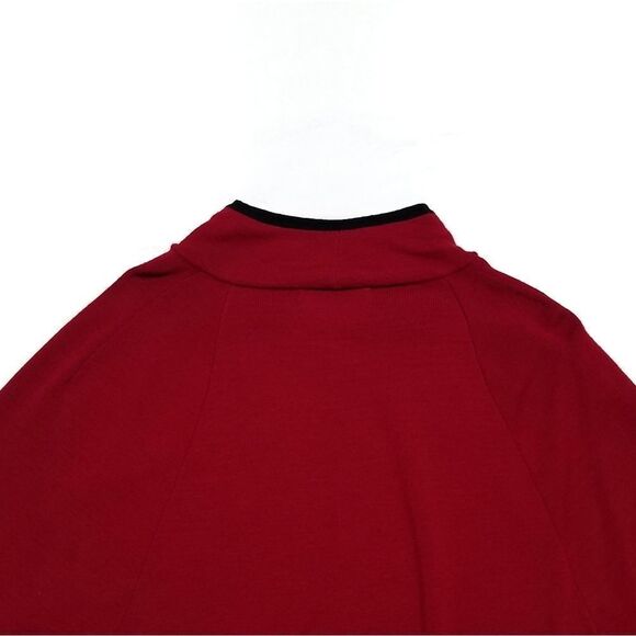 KASPER Cranberry Red Black Mini Poncho Cape - Picture 6 of 7